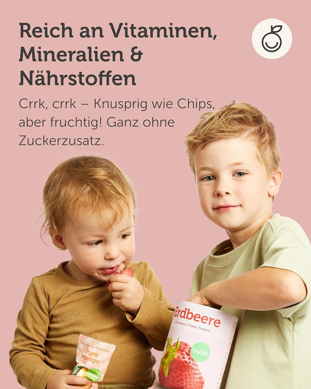 BUAH® Mere organice liofilizate | Mere organice liofilizate fără zahăr adăugat | 100% fructe liofilizate (vegan fără gluten fără lactoză) | Gustare ideală (110g) Produse deshidratate Naty Shop