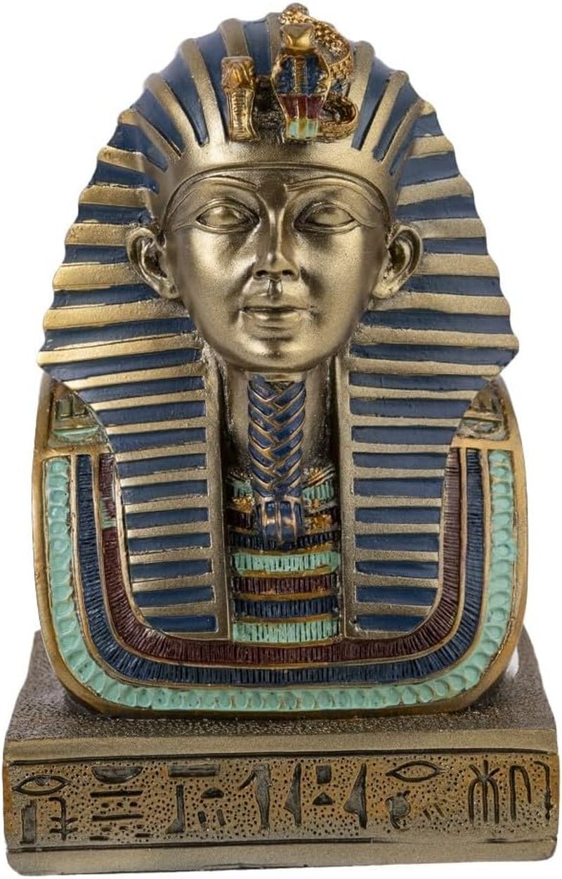 - Bust Faraon Ramses II 18 cm - decor egiptean - figura decor Egipt antichitate - figura statuie zeu - bust egiptean de aur - idee cadou originală pentru interior Statuete si sculpturi Naty Shop Toutankhamon