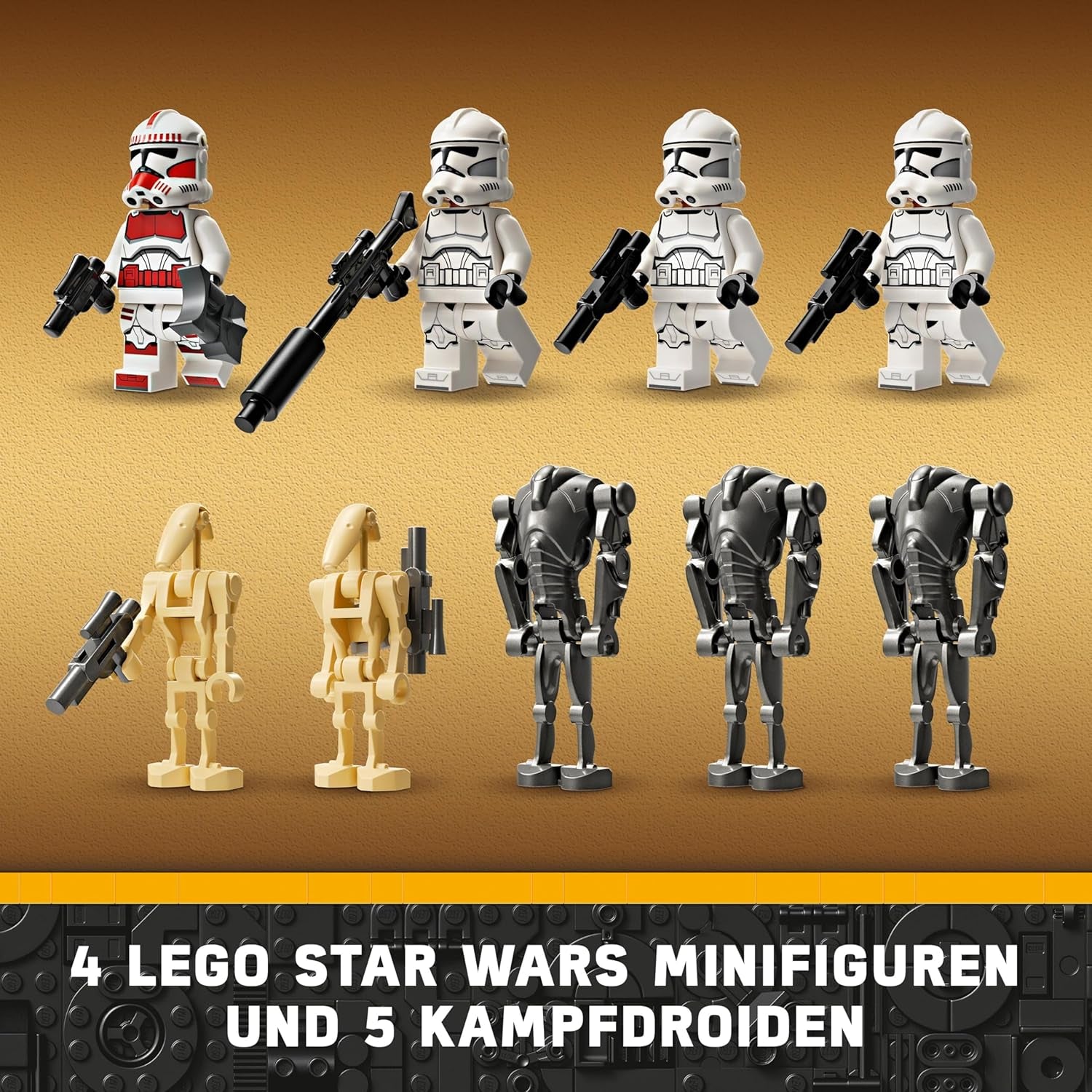 LEGO Star Wars 75372 Clone Trooper & Battle Droid Battle Pack csomaggal 4 minifigura, 5 droid és gyorshajtó motorkerékpár lövöldözős játékkal - Építőjáték 7 évesnél idősebb fiúknak és lányoknak Építőkészletek Besuche den LEGO-Store