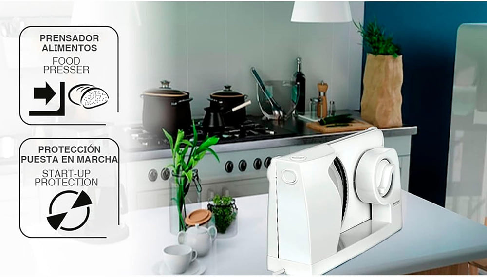 MPM MKR-05 Univerzális elektromos szeletelő, állítható vágási vastagság 15 mm-ig, 150 W aprítók és szeletelők Naty Shop