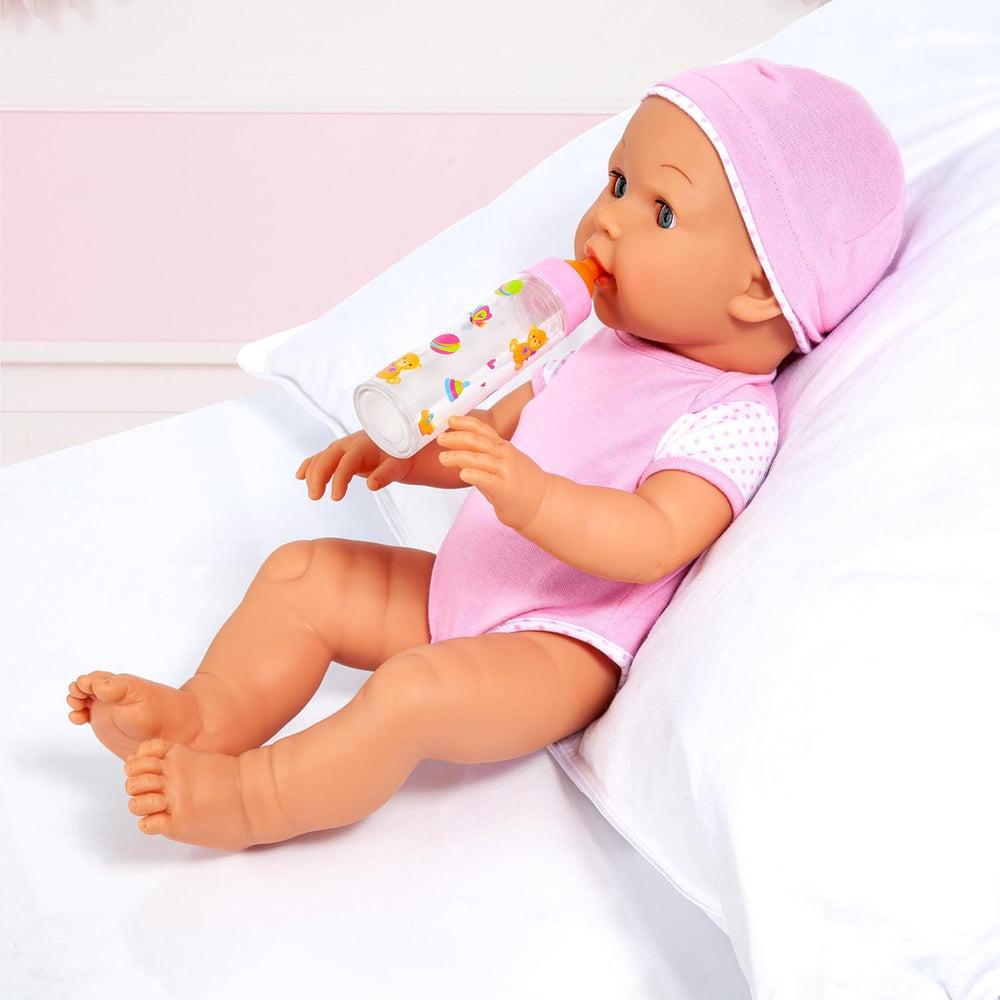 Bayer Design 79201AE Sticlă Magică, Sticlă de Lapte, Sticlă de Băut, Accesoriu pentru Păpuși, Alb și Portocaliu