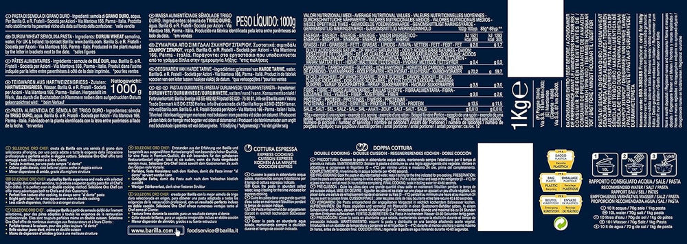 Barilla Selezione Oro Chef Spaghettini n. 3, 12 db-os csomag (12 x 1 kg)