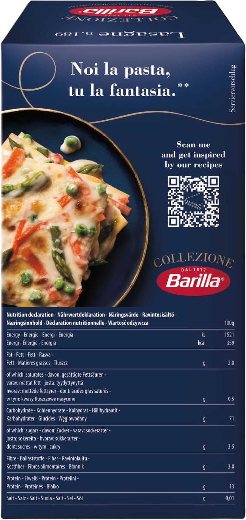 Barilla Collezione Lasagne tészta durumbúzából, mindig al dente, 500g
