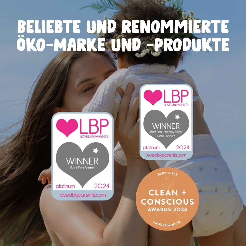 Naty Baby Wipes | 100%-ban gyógynövény- és illatanyagmentes érzékeny bőrre | Műanyagmentes és minősített komposztálható törlőkendők 98%-ban tisztított vízzel | 672 törlőkendő (12 csomag)