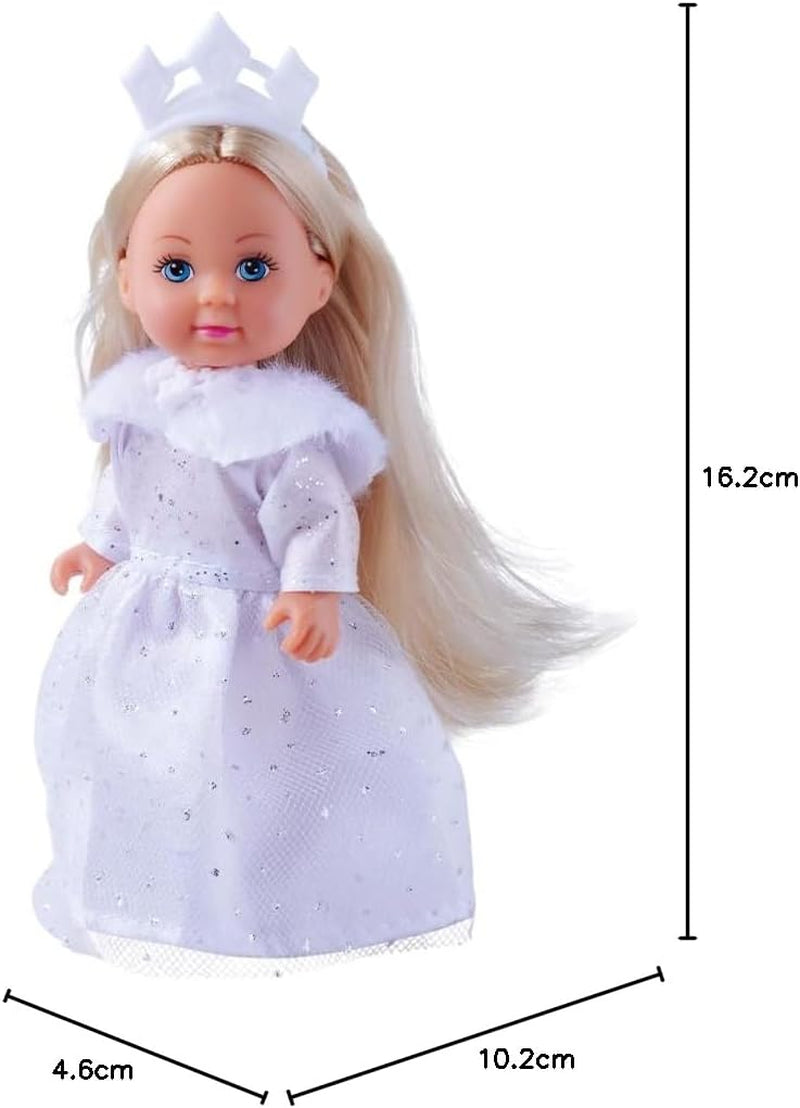Simba Evi Prințesa Visurilor Iubirii, păpușă de joacă într-o rochie de iarnă de vis cu garnitură de blană și elemente cu sclipici, 12 cm, de la 3 ani