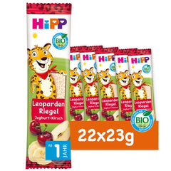 HiPP Leopard szeletek joghurttal és meggyel banánban (22 x 23 g), 1 éves kortól, csak gyümölccsel édesítve, a legjobb bio minőségben