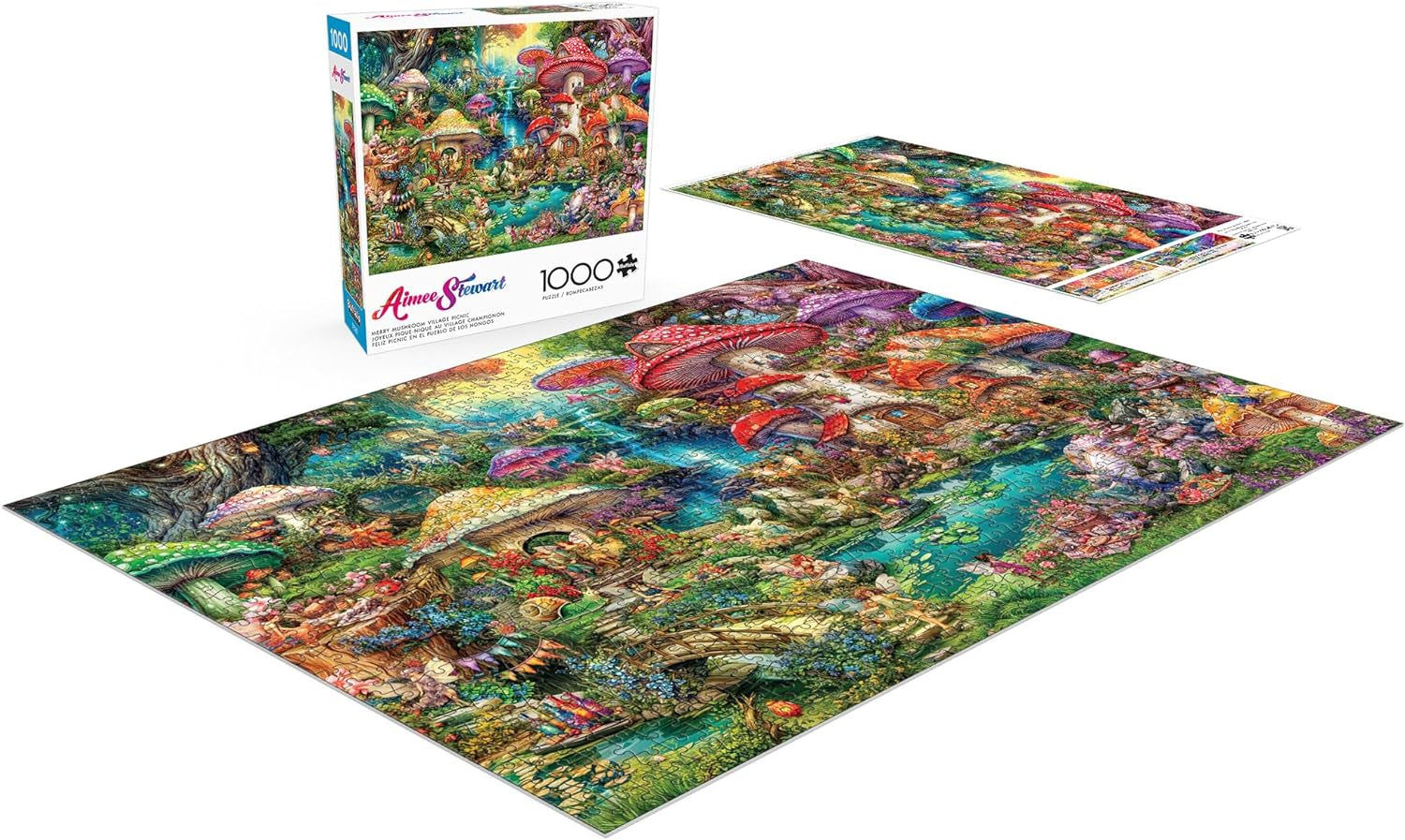 Buffalo Games - Aimee Stewart - Vidám gombás falusi piknik - 1000 darabos puzzle felnőtteknek, kihívást jelentő puzzle, tökéletes játék estékre - Kész méret 26,75 X 19,75 cm Puzzle Naty Shop