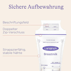 Lansinoh Muttermilchbeutel - 25 Stück - Zum Sicheren Aufbewahren Und Einfrieren Von Muttermilch - Hygienisch & Platzsparend Kiegészítők Élelmiszer és szoptatás Bebe Naty Shop