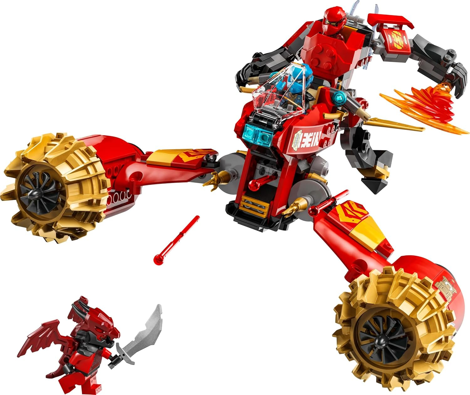 LEGO NINJAGO Kai viharlovas gépe - Repülő motoros játék 3 minifigurával - Mech mozgatható fejjel, karokkal és lábakkal - Építőjáték - Ajándék 7 év feletti fiúknak és lányoknak 71830 Építőkészletek Besuche den LEGO-Store