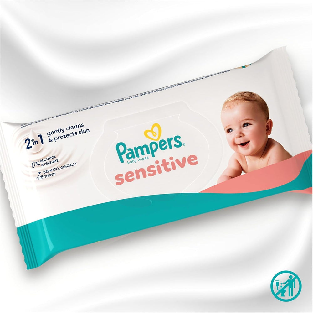 Pampers Sensitive babatörlő, 15 db 80 db-os törlőkendő, 1200 db babatörlő, 2 az 1-ben gyengéd tisztítás és bőrvédelem