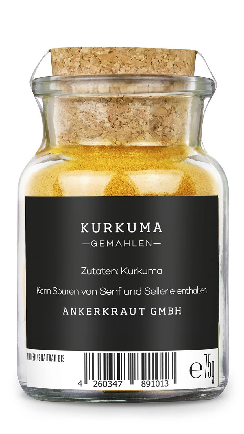 Ankerkraut kurkuma, gemahlen, kurkuma Gewürz por, 75 g parafa üvegben