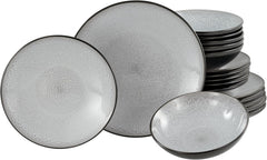 CreaTable, 23964, Serie Malmö, 18-teiliges Geschirrset für 6 Personen, Teller Set aus Steinzeug, spülmaschinen- und mikrowellengeeignet, Qualitätsproduktion