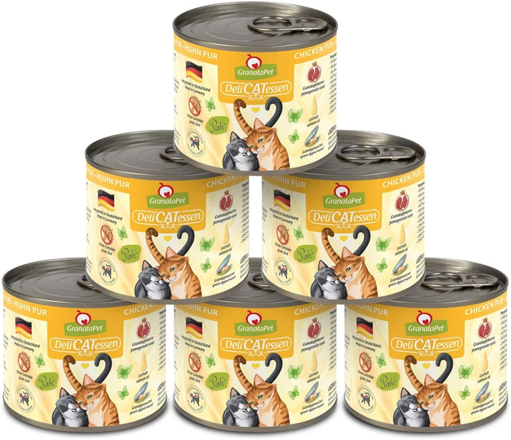 Granatapet Delicatessen Chicken PUR, hrană umedă pentru pisici, hrană fără cereale & fără zahăr adăugat, hrană pentru pisici cu conținut ridicat de carne & uleiuri de înaltă calitate, 6 X 400 G