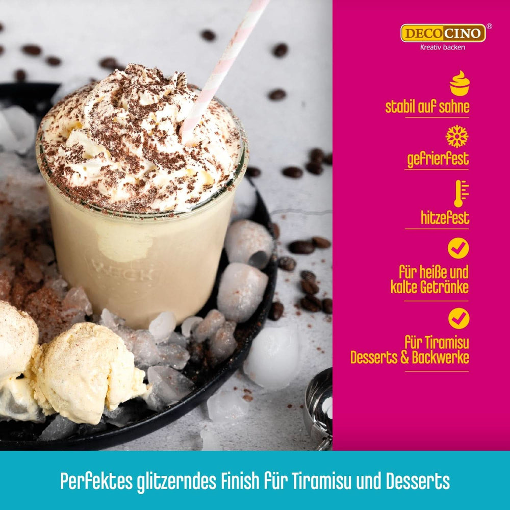 DECOCINO Glitter Cocoa Gold, Pudră de cacao de înaltă calitate cu glitter, 100 grame Naty Shop