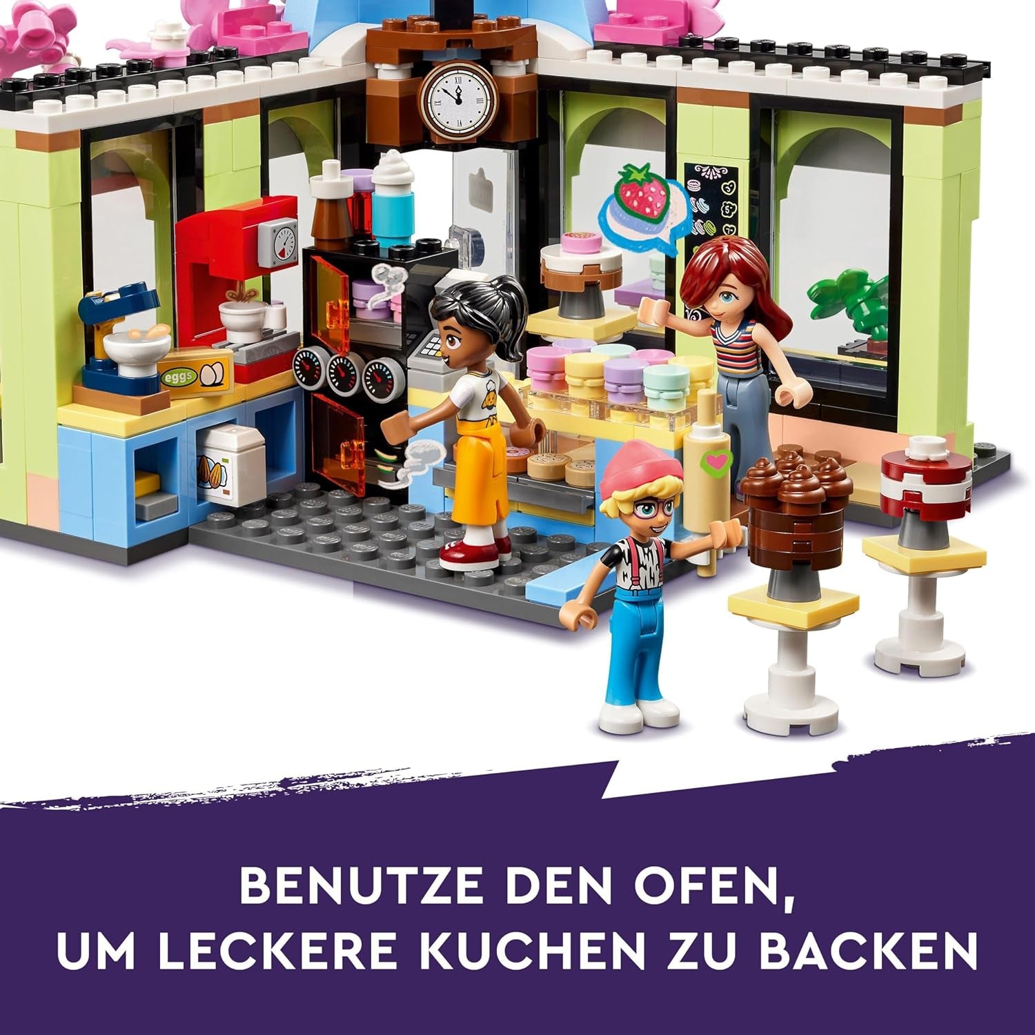 LEGO Friends Heartlake City Café, Gyerekjáték, Játék pékség, Ajándékötlet 6 év feletti lányoknak és fiúknak, 3 db játékfigura és kutyafigura készlet 42618 Építőkészletek Besuche den LEGO-Store