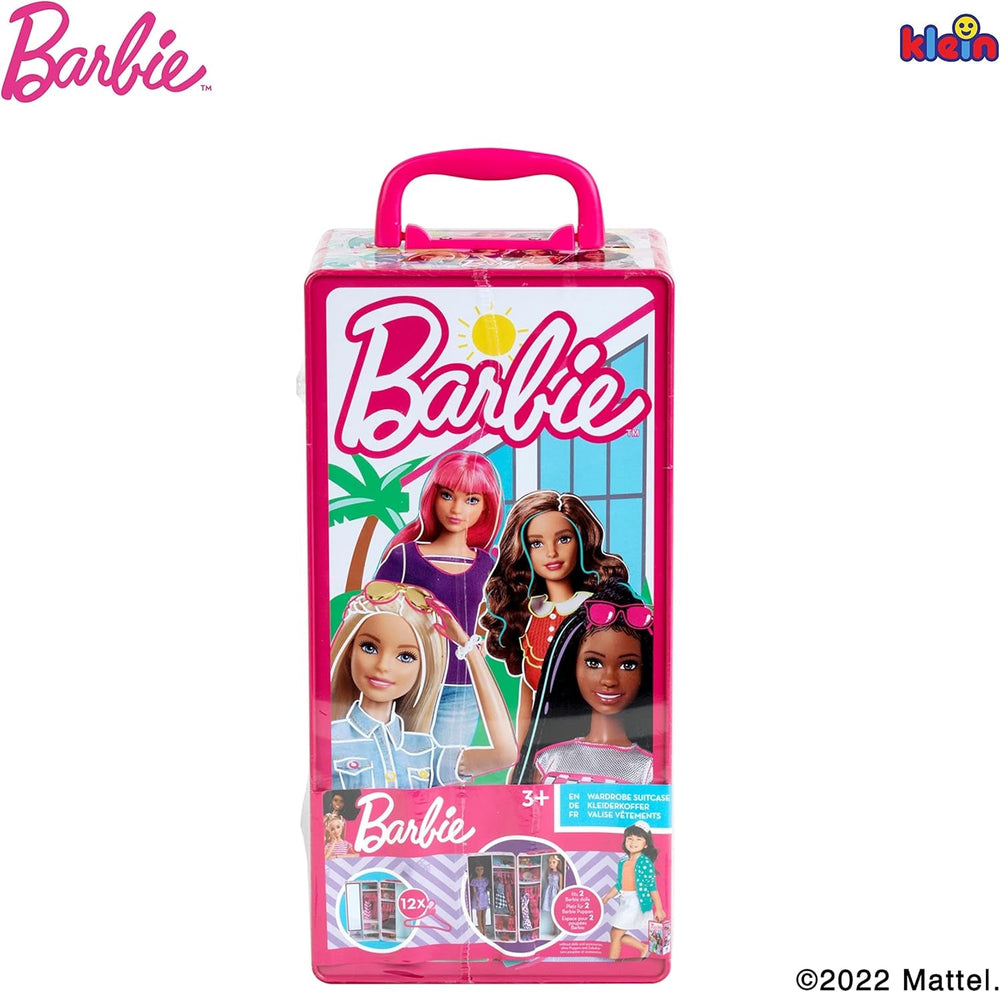 Theo Klein 5801 Barbie Schrankkoffer Kleiderstangen und Fächern, Spielzeug für Kinder ab 3 Jahren, inkl. Zubehör, Multicolor