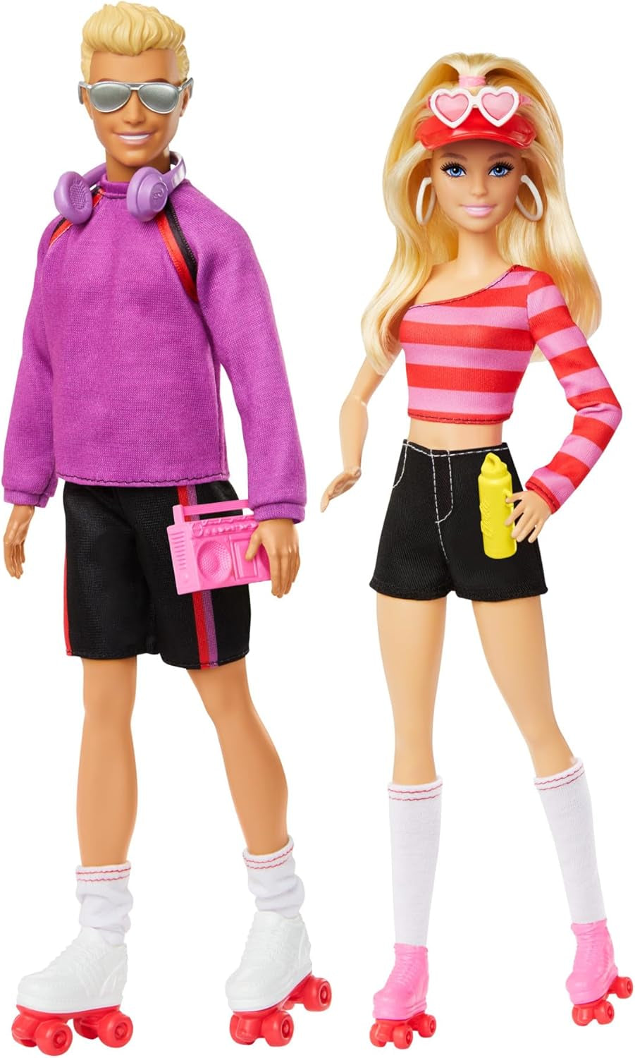 Barbie Fashionistas-Set mit 2 Modepuppen und 6 Zubehörteilen, Barbie und Ken Rollschuh-Modepuppen, Sammelfiguren zum 65. Jubiläum, HXK90