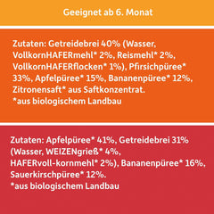 FRECHE FREUNDE Organic Mix gyűjtőcsomagolásban összenyomható tasakban - Gyümölcs + Gabonafélék, Gyümölcspüré gabonafélékkel kinyomható tasakban 6 hónapos kortól babáknak, vegán, 3, 3 x (4 x 100 g) kiszerelés