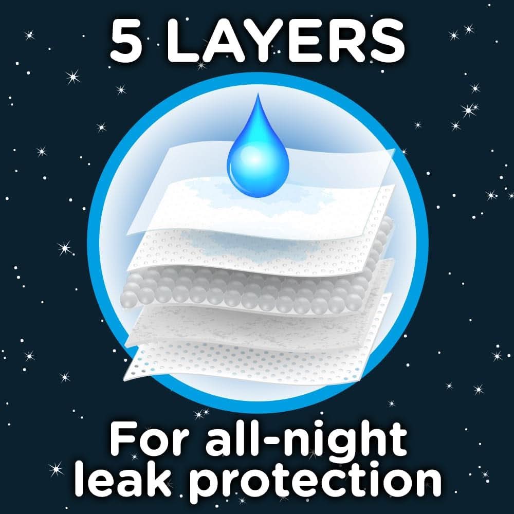 Huggies éjszakai pelenka, 8-15 éves lányoknak (27-57 kg), nagyon nedvszívó, 9 db (2 db-os csomag) Mother and Child Naty Shop