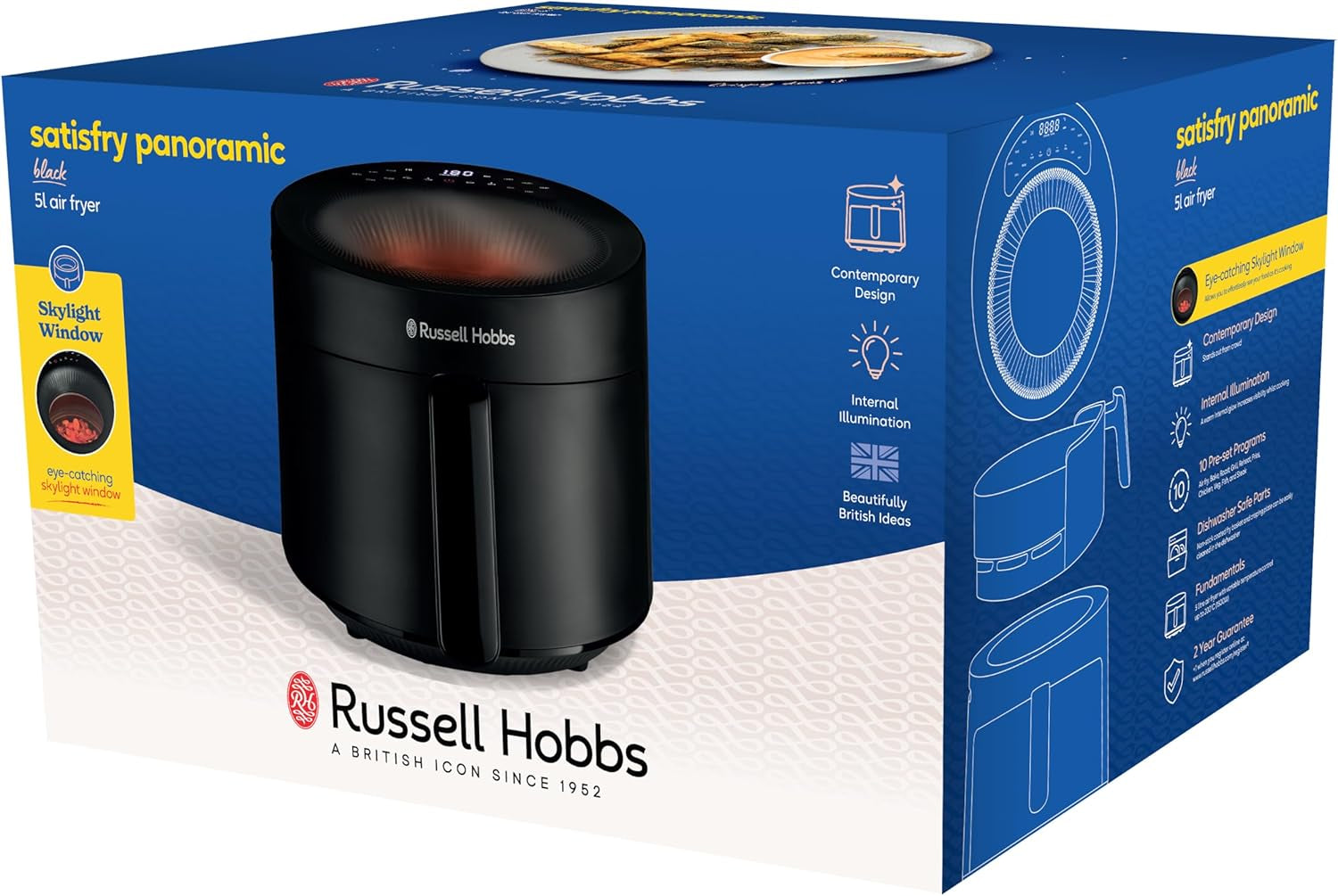 Russell Hobbs Airfryer, 5 liter, 10 program, kilátó ablak Naty Shop Appliances