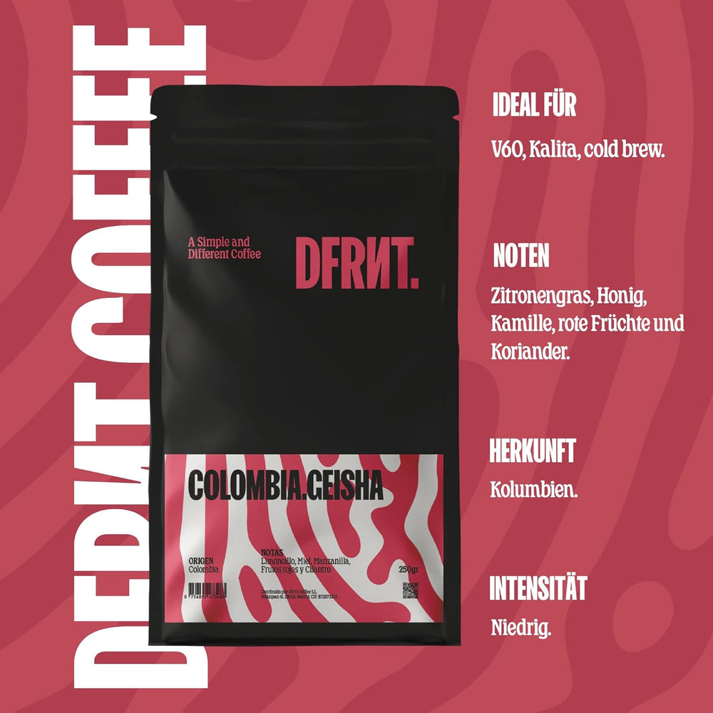 . Colombia Geisha 250 g – Limited Edition – Spezialitätenkaffee in Bohnen – 100% Arabica aus Kolumbien – Noten von Zitronengras und Honig – Frisch geröstet in Spanien