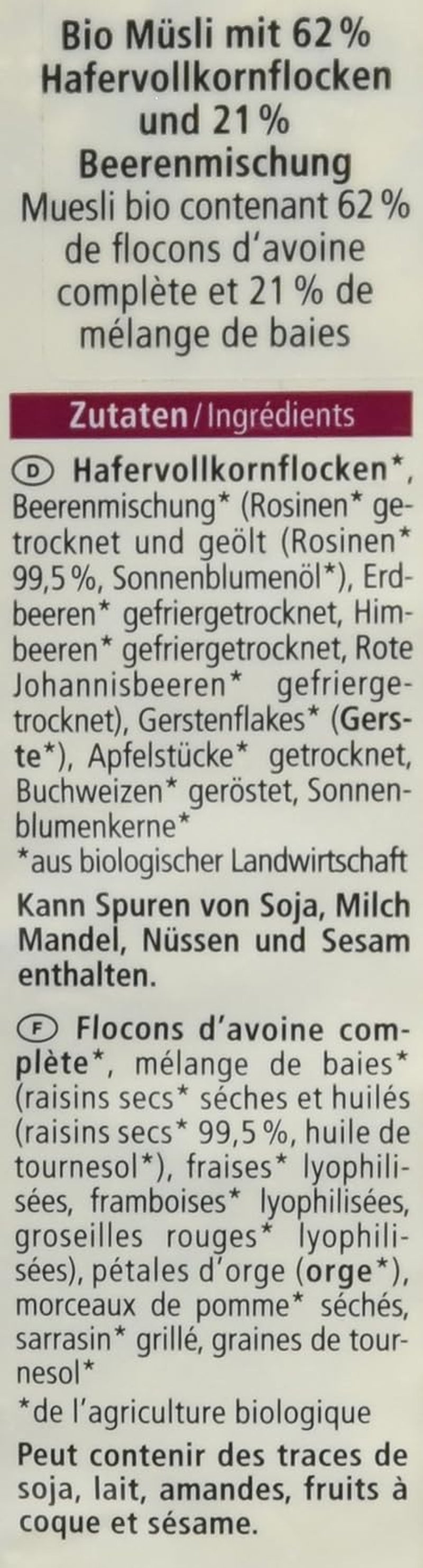 Bio müzli erdei gyümölcsökkel, 750g