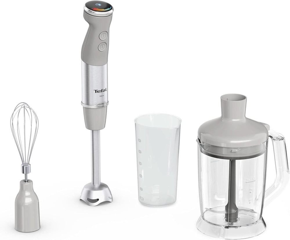 Tefal Quickchef+ 3 az 1-ben XL Stabmixer/Zerkleinerer/Schneebesen, 1000 W, Intuitív Geschwindigkeitsregelung, Turbo-Taste, Powelix-Messer-Technologie, Edelstahl, Grau, HB67MB30 Kitchen Naty Shop