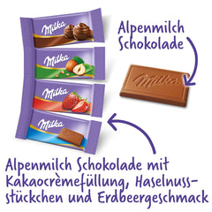 Milka Naps Mix 1 X 1702 Kg, Mini-Schokoladentäfelchen Aus Alpenmilch, Erdbeer, Haselnuss Und Crème Au Cacao Naty Shop