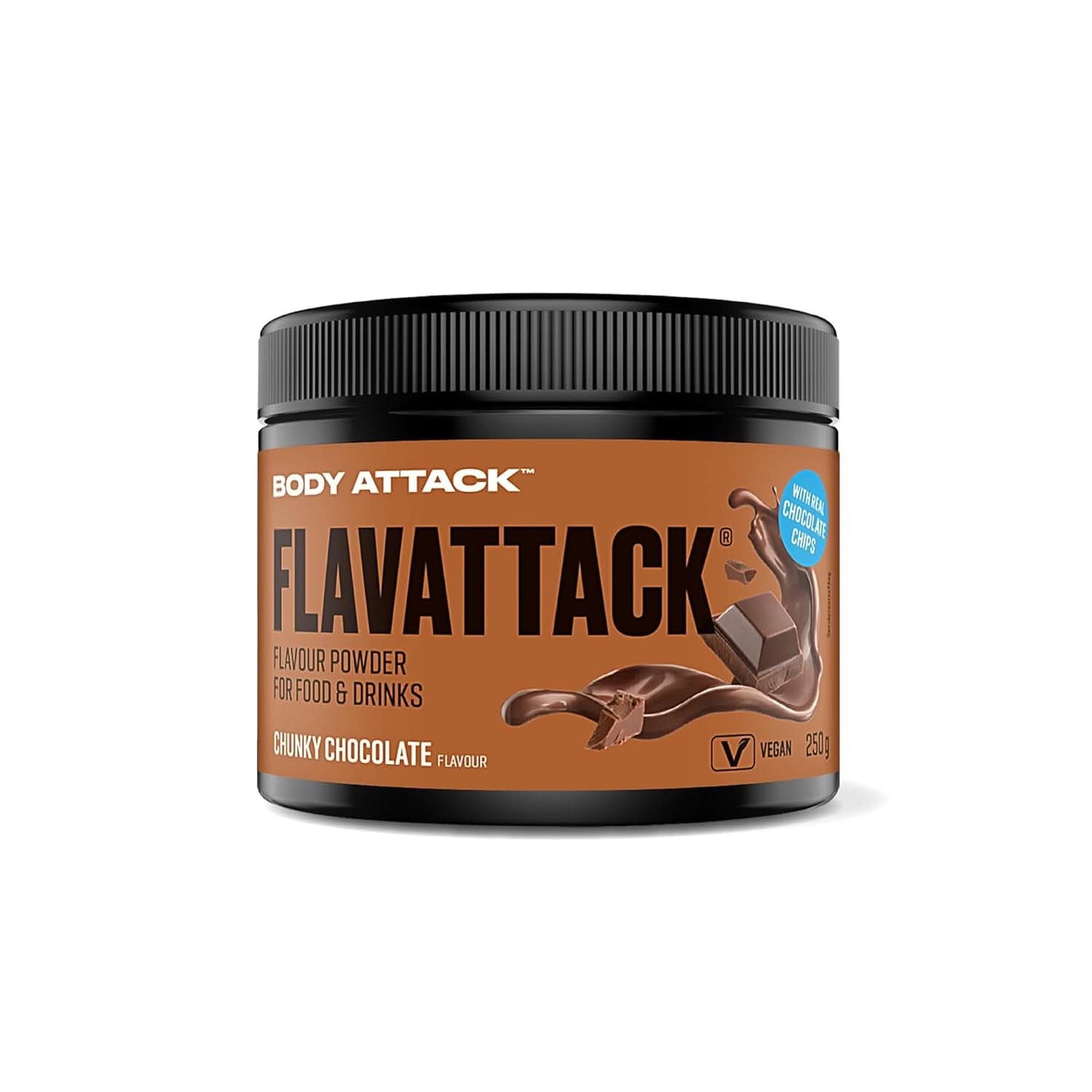 Body Attack Flavattack®, Double Choc Brownie, 250G / 83 adag Aromas Naty Shop 250 gramm Csokoládé csokoládédarabokkal