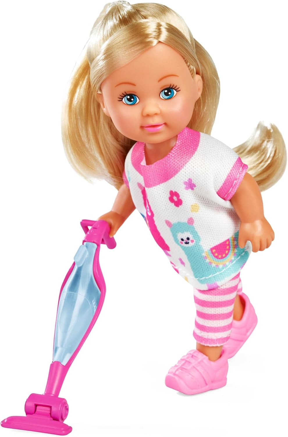 Simba Evi Love Home Puppe – Ankleidepuppe mit 2in1 Staubsauger, Haushalts Rollenspiel mit Zubehör, kleine Modepuppe zum Spielen, 12 cm, ab 3 Years