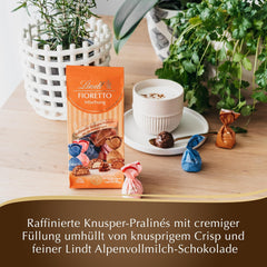 Csokoládé - ​​választék FIORETTO Minis | 115 g | kb. 10 db tejcsokoládé praliné marcipán, cappuccino és nugát ízben, alkoholt tartalmaz | Csokoládé ajándékkészlet | Csokoládé ajándékkészlet (5 db-os csomag)