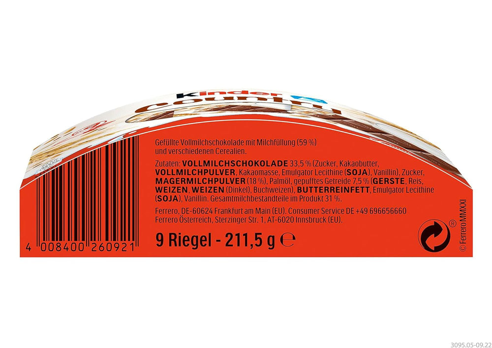 Kinder Country rudak, 9 rúd, 212 g