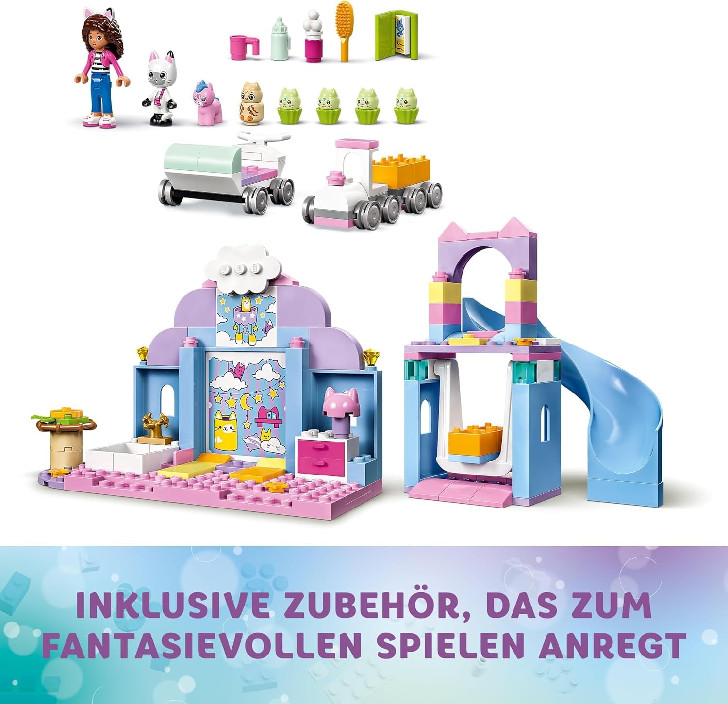 LEGO 4+ Gabby babaháza Gabby kiscica fülei színlelős játék állatkészlet gyerekjáték csúszdával és figurákkal Ajándék lányoknak és fiúknak Kreatív játék 10796 Építőkészletek Beuche den LEGO-Store