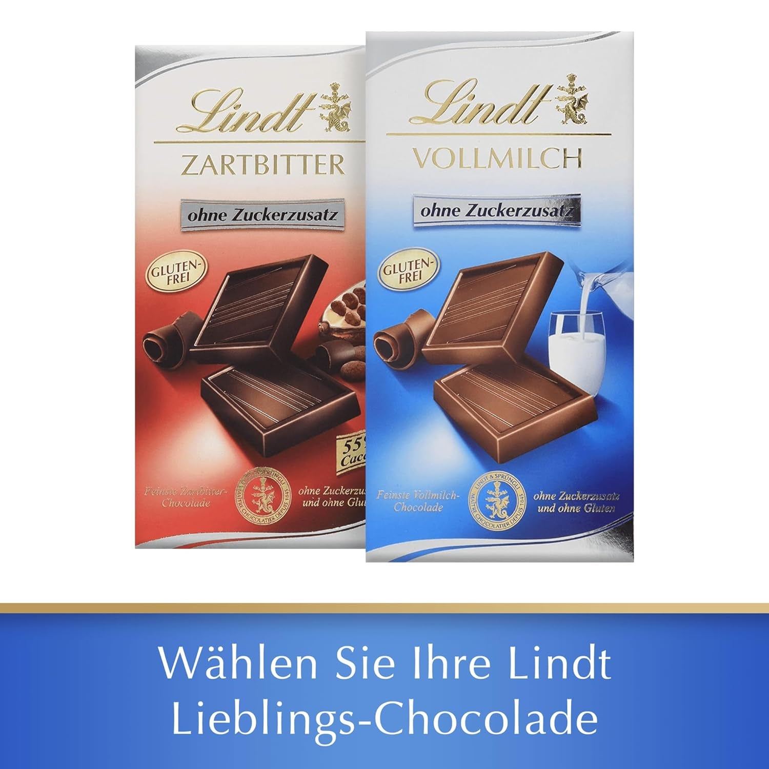 Lindt tejcsokoládé hozzáadott cukor nélkül | Rúd 100g | A legfinomabb és gluténmentes | Csokoládé ajándék