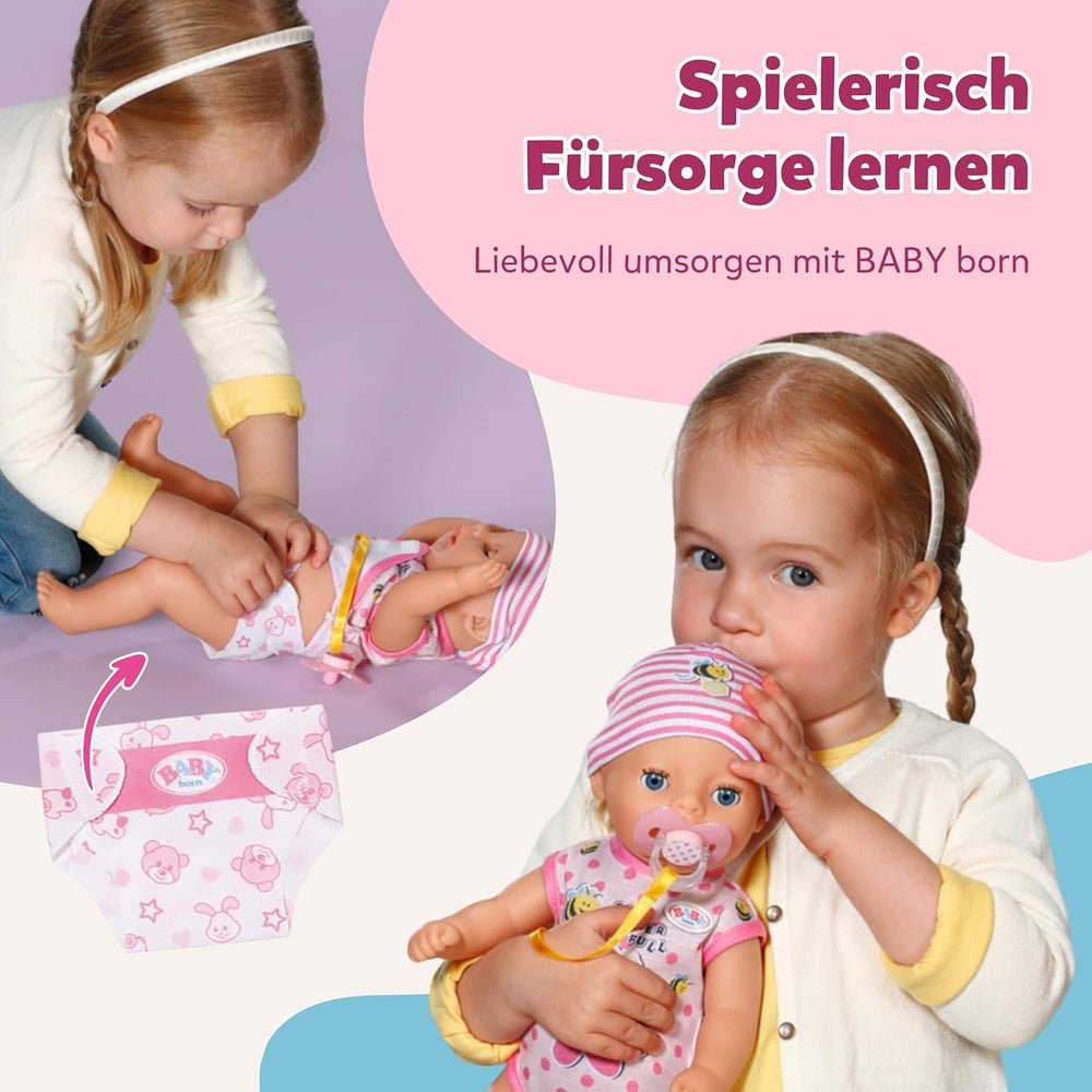 BABY Born Lena (Fetiță) - păpușă bebeluș 36 cm - 7 funcții, inclusiv accesorii și saltea - Funcționează complet fără baterii - Potrivită pentru copii mici de la 1 an