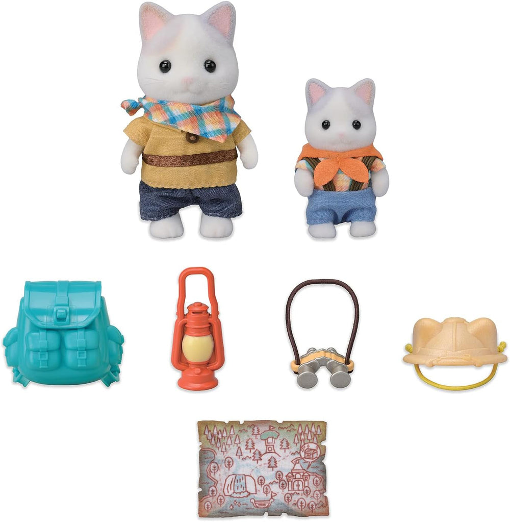 Sylvanian Families - 5763 Két figurás kaland felfedező szett tejes macska apa fiú állatfigura részletes játék 3 éves naty Shop babákhoz