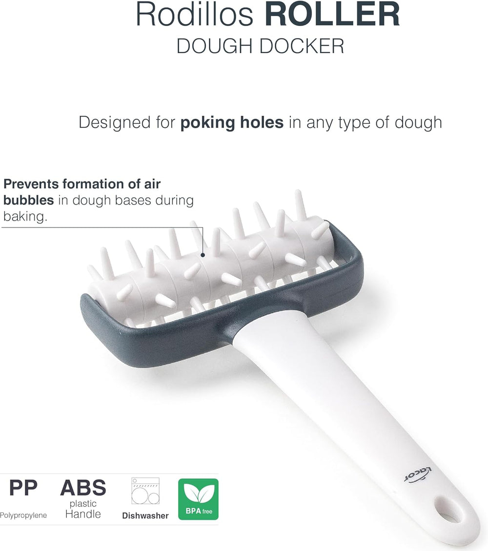 - 68802 - Küchenrollkissen, Tupfwalze, Nudelrolle, Verhindert Blasen im Teig, Ergonomischer Griff, 100% Abnehmbar, Spülmaschinenfest, Polipropilén, BPA-frei, 12x19,5 cm