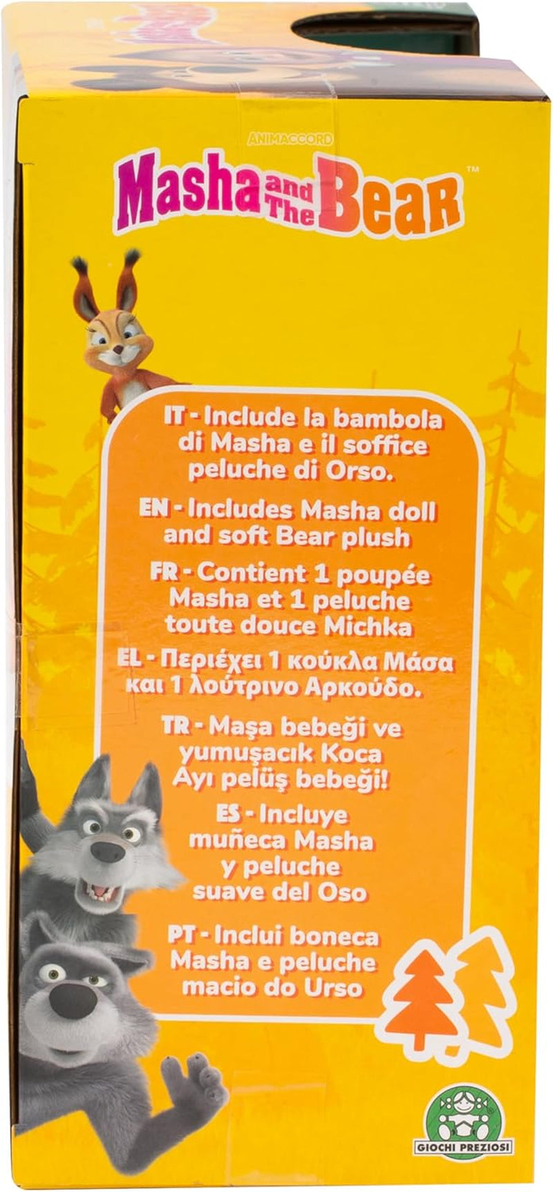 Masha și Michka, păpușă Masha, 12 cm, și jucăria de pluș Bärka de 20 cm, jucărie pentru copii cu vârsta de la 3 ani în sus, MHA21