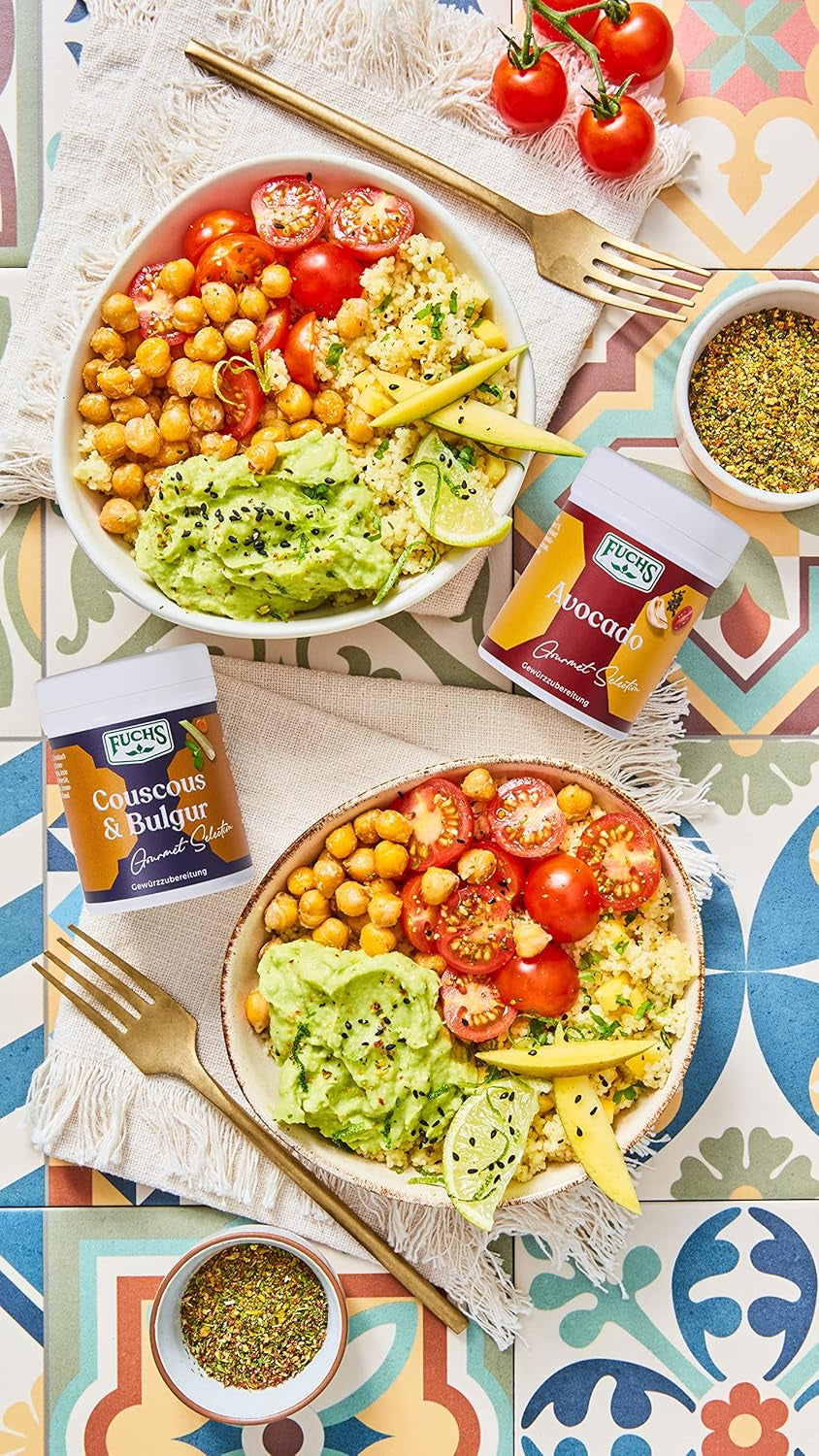 Fuchs Spices Gourmet Selection Közel-Kelet/Afrika - Kuszkusz és Bulgur fűszerkeverék Újratölthető fűszerkeverék Bulgur ételek fűszerezéséhez Vegán 55g