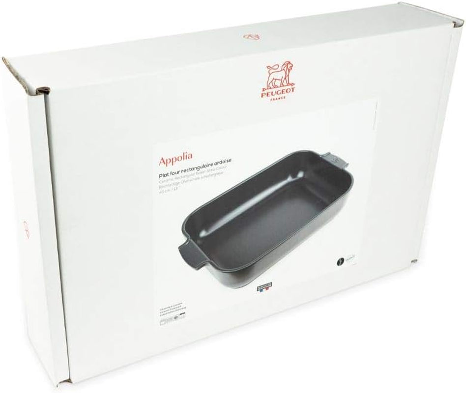 Peugeot Appolia Rechteckige Auflaufform Mit Griffen, Keramik, Schiefer / Grau, 8,3X40,5X27,2 cm, Fassungsvermögen: kb. 4 L, 60022 Sütőformák és tálcák Naty Shop