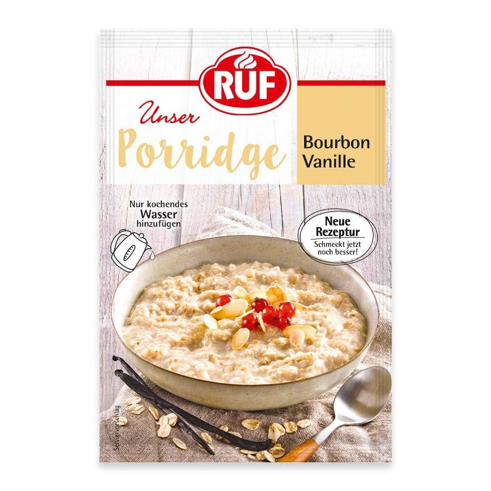 RUF Porridge Raspberry White Choc, Porridge instant cu bucăți de zmeură și ciocolată albă rasă, 65 de grame Cereale Naty Shop 65 grame Vanilie de Bourbon