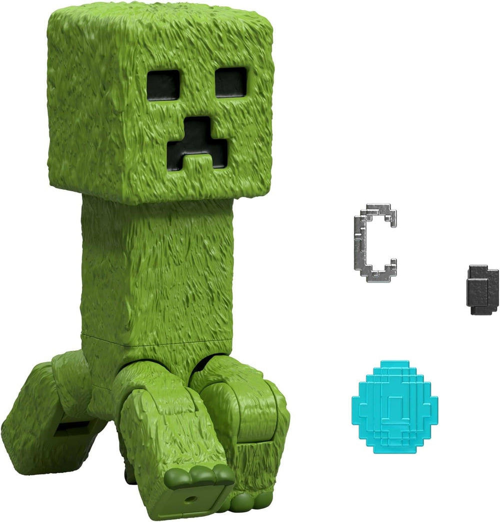 Mattel Minecraft Story Set cu 4 figurine de acțiune și 3 accesorii, Encounters In The Overworld Set, inspirat de un film Minecraft, jucărie de colecție, JFR70 Action figures Naty Shop Creeper