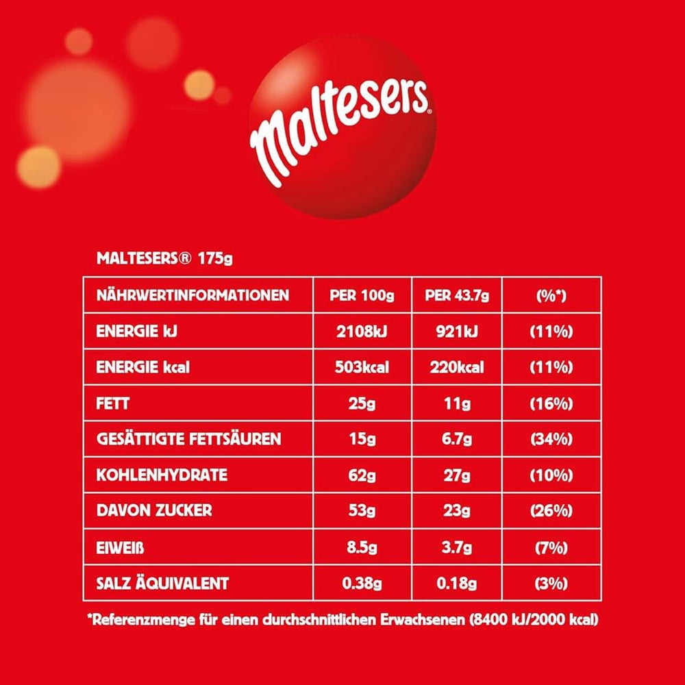 Maltesers csokoládégolyók ropogós és könnyű közepével, légies csokoládé snack, 1 csomag (1 x 175 g)
