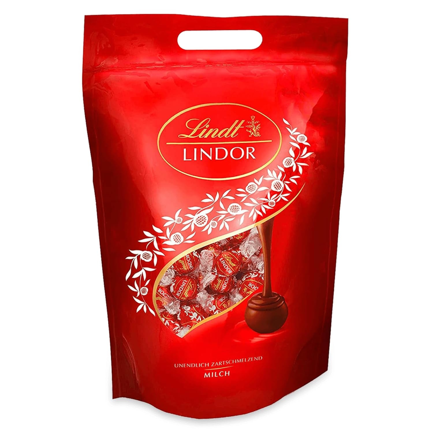 Lindt LINDOR csokoládé pisztáciával | 1 kg-os visszazárható zacskó | kb. 80 db tejcsokoládé golyó szájban olvadó pisztácikrémes töltelékkel | Tömeges csomag, praliné ajándék