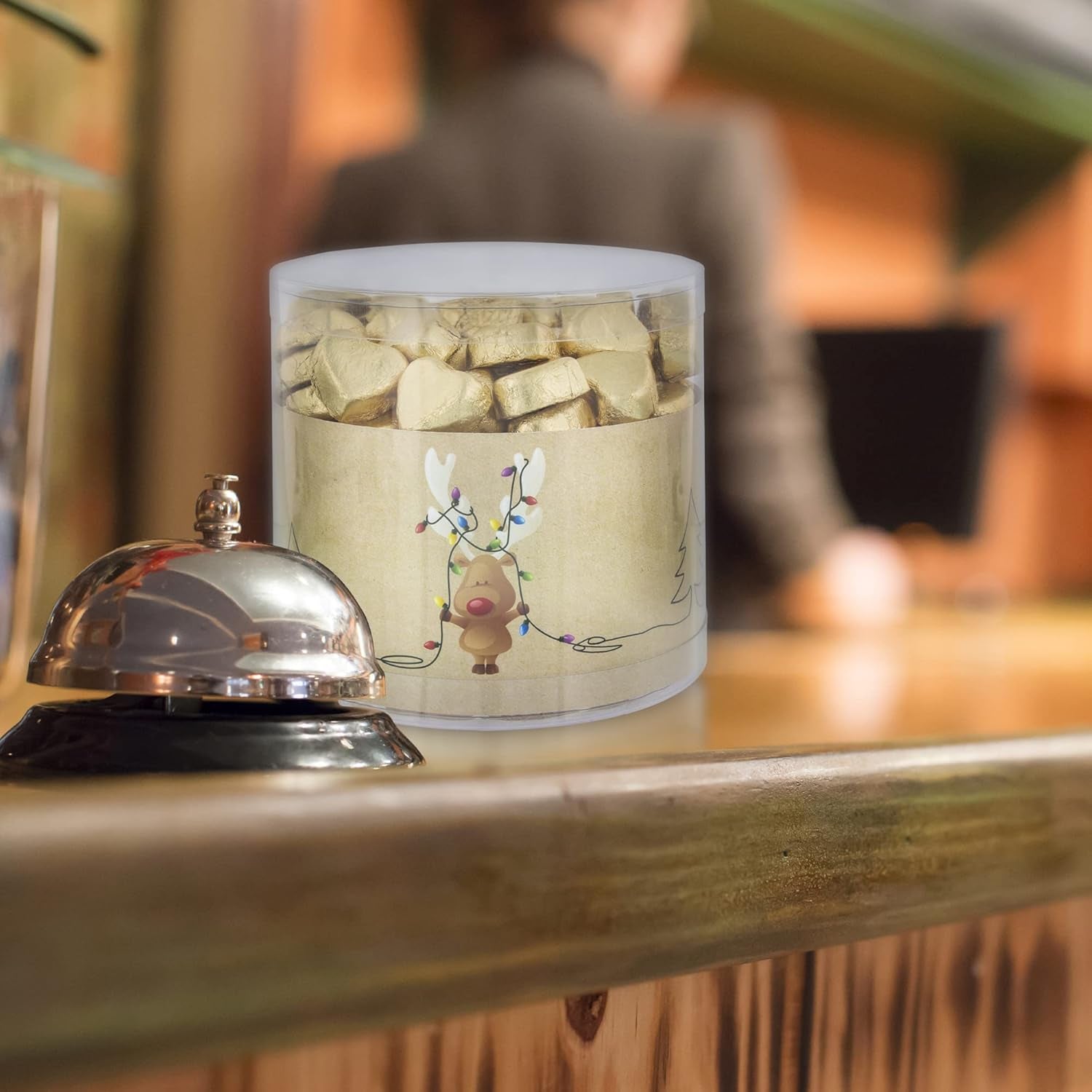 Günthart 150 darabos arany csokoládé szívek nugát töltelékkel, rénszarvas | Vörös Rudolf - Nugát krém | Arany csokoládé szívek | Verseny | Arany csokoládé szívek | karácsony (1,2 kg)