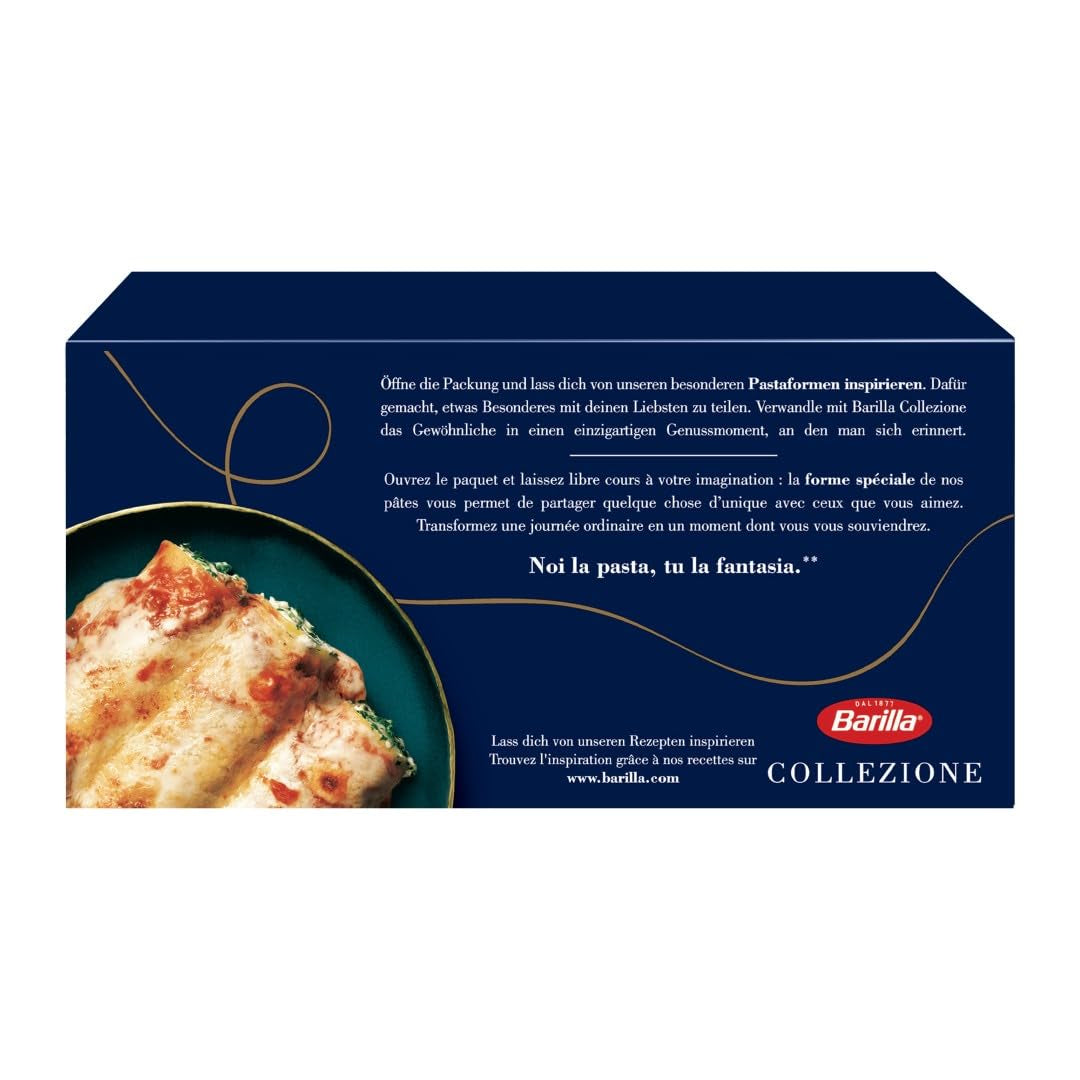 Barilla Collezione Cannelloni Kiváló minőségű durumbúza tészta Mindig Al Dente 12 db-os csomag (12 x 250g)