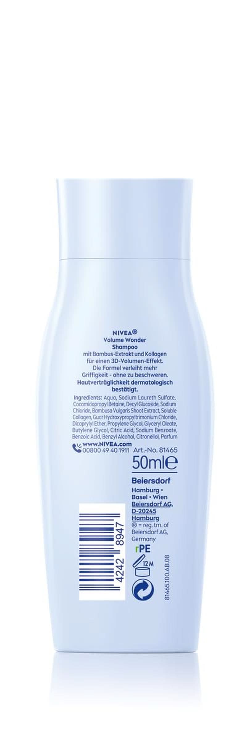 NIVEA Volume Wonder erősítő sampon, térfogatnövelő sampon, 50 ml zuhany és fürdő Naty Shop