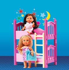 Simba 108178046 105733847 - Evi Love 2 Floor Bed / mit zwei Evi Puppen / mit Stockbett / inklusive Zubehör / Ankleidepuppe / 12cm, für Kinder ab 3 Jahren