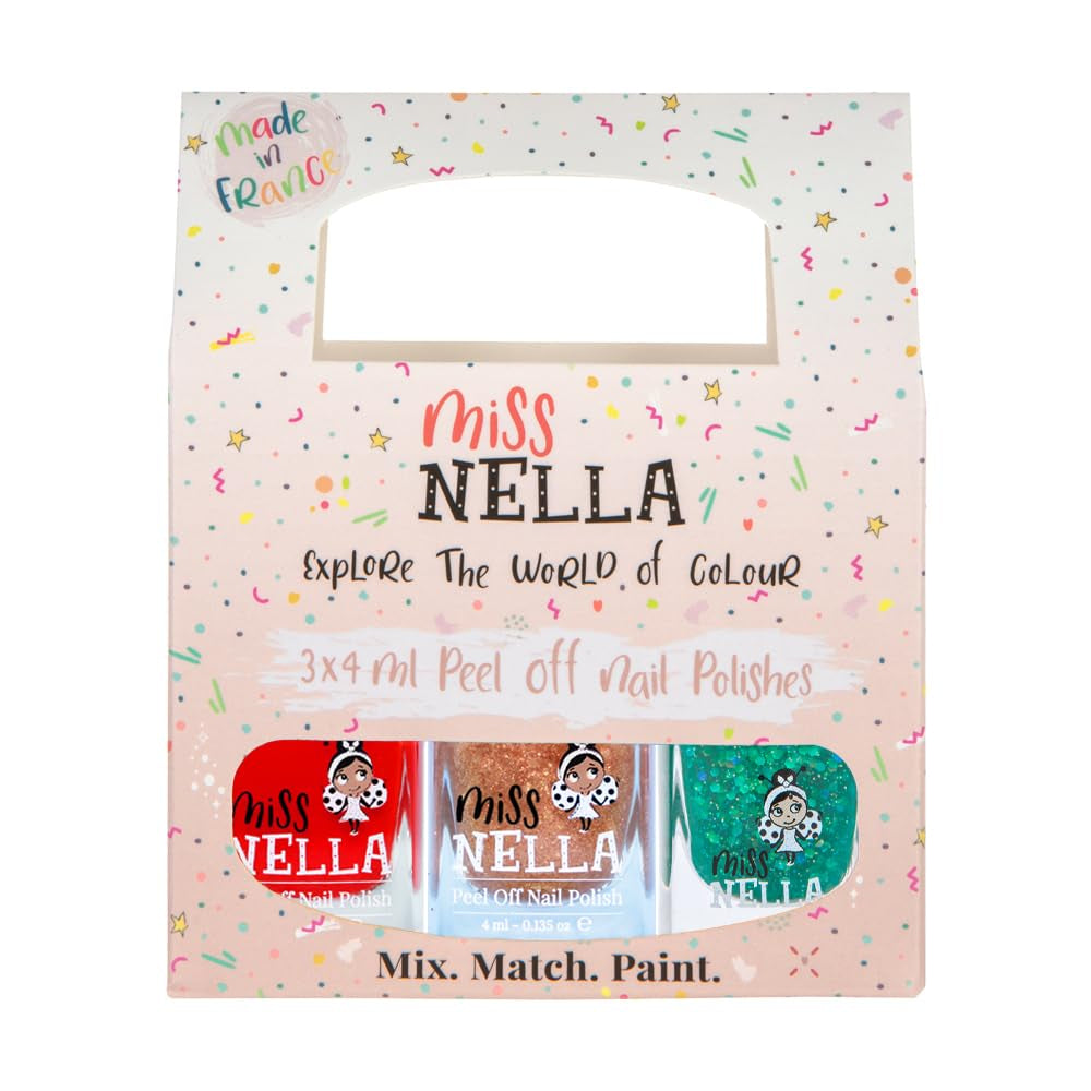 Miss Nella Magic Collection 4 részes csillogó körömlakk szett: rózsaszín, piros, arany és kék, speciális gyerekeknek kivehető körömlakk, nem mérgező, vízbázisú, szagtalan