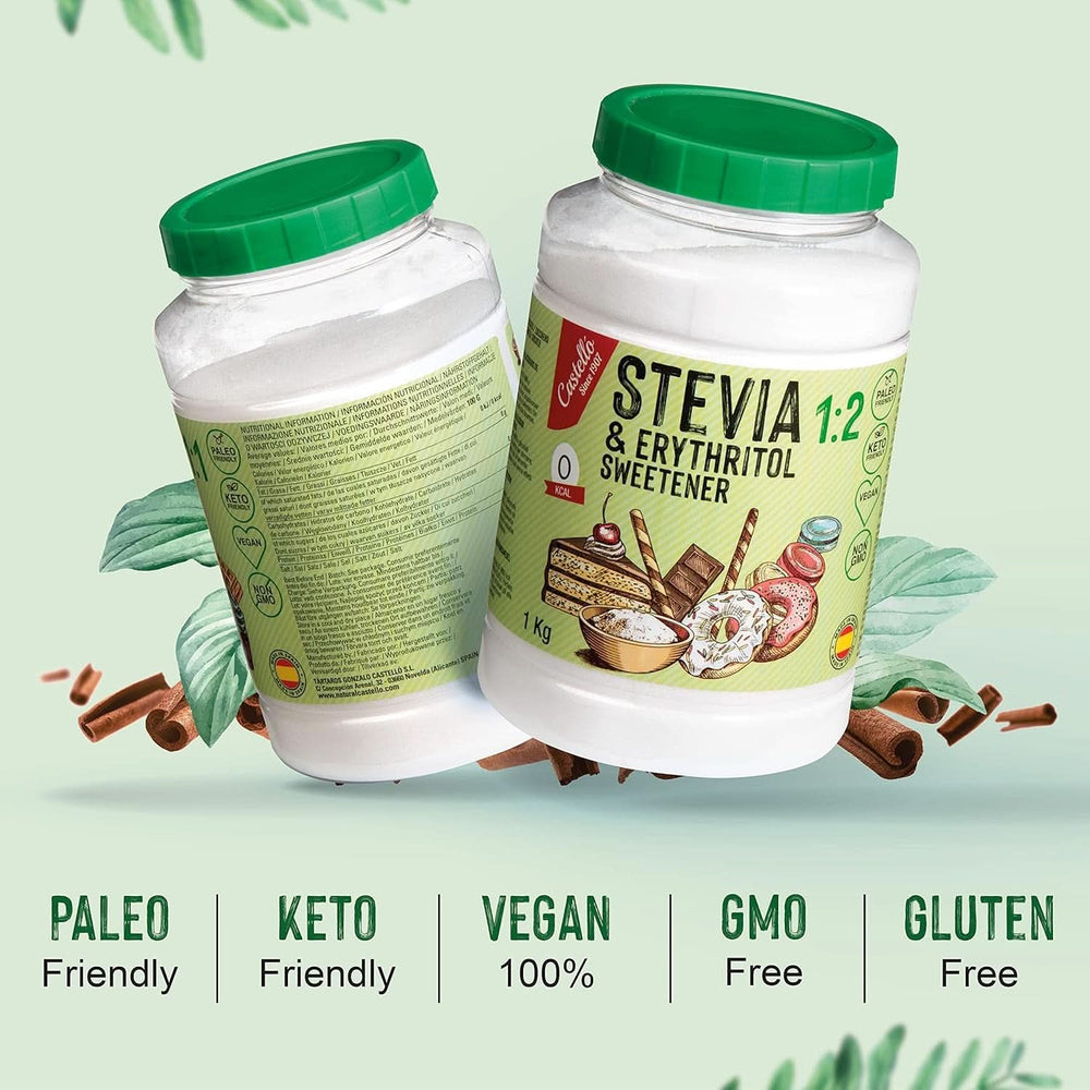 Stevia + Eritrit 1:2 édesítőszer, 1G = 2G cukor, 1 kg édesítőszer Naty Shop